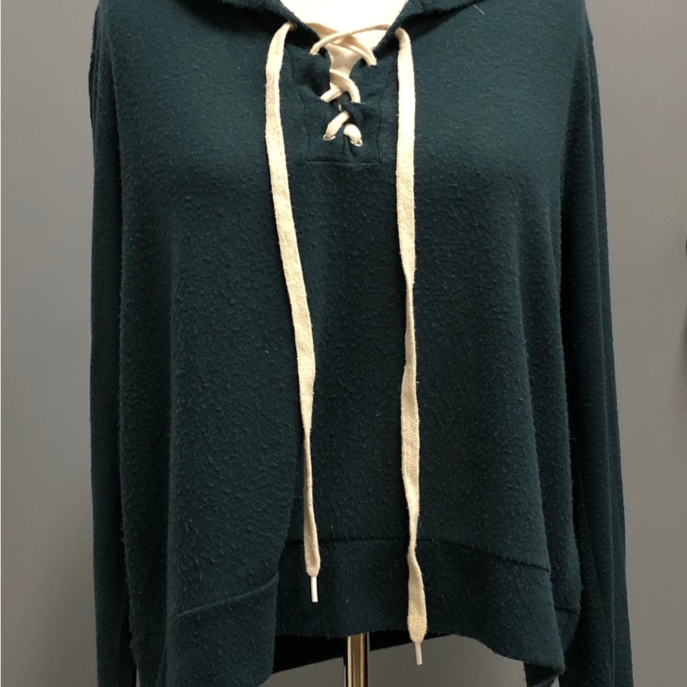 Cropped Lightweight Hunter Green Hoodie, Sz XL